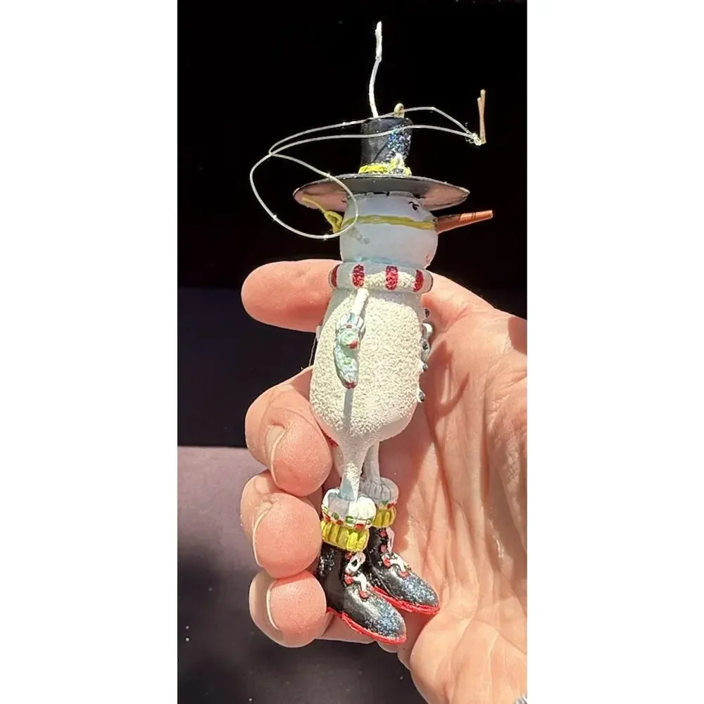 Dept 56 Christmas Krinkles Mini Cat Ornament Snowman Patience Brewster -K1
